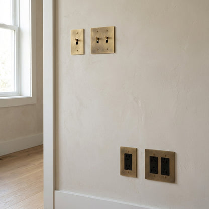 Vintage Brass Toggle Light Switches & Power Outlets – Complete Functional Set - Modefinity