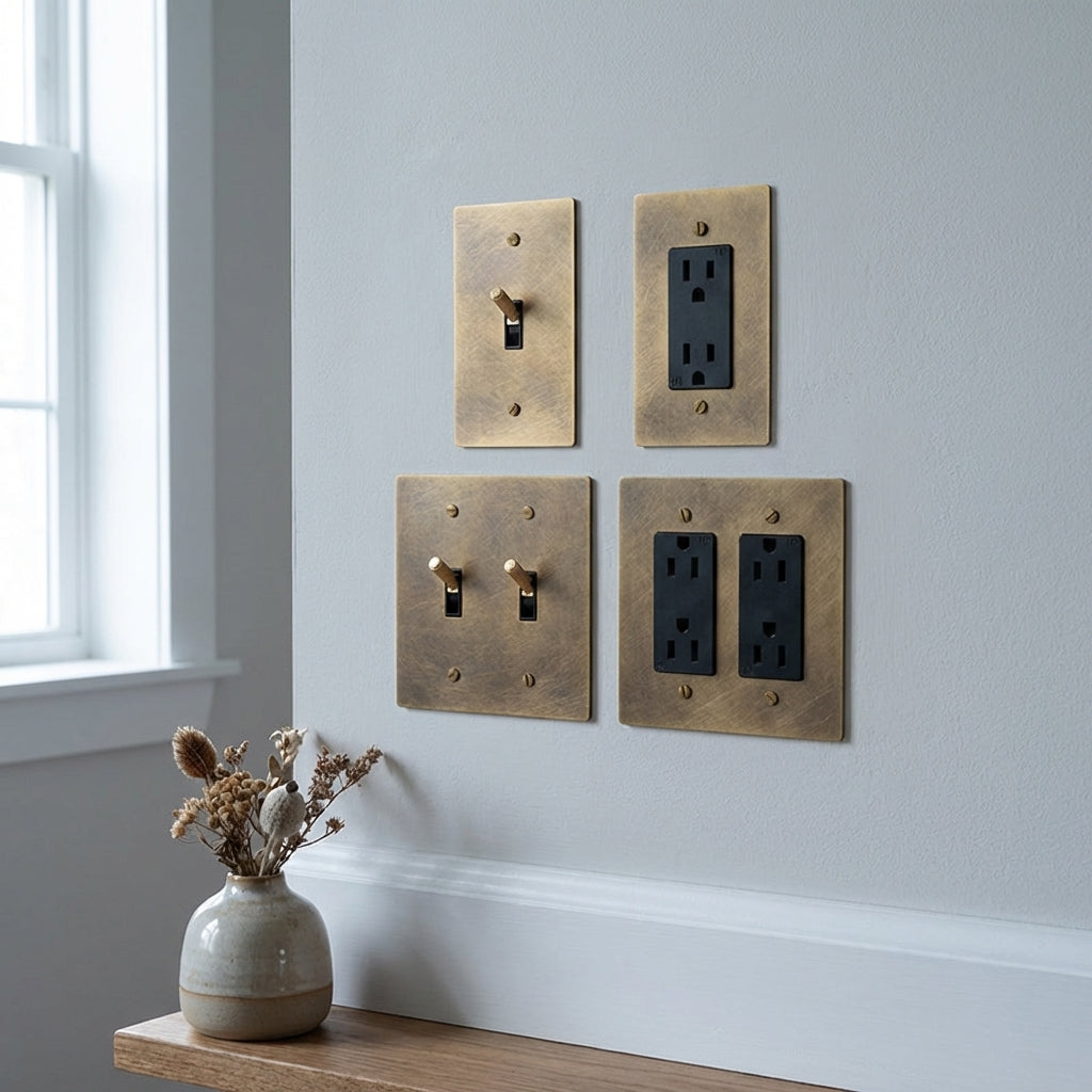 Vintage Brass Toggle Light Switches & Power Outlets – Complete Functional Set - Modefinity