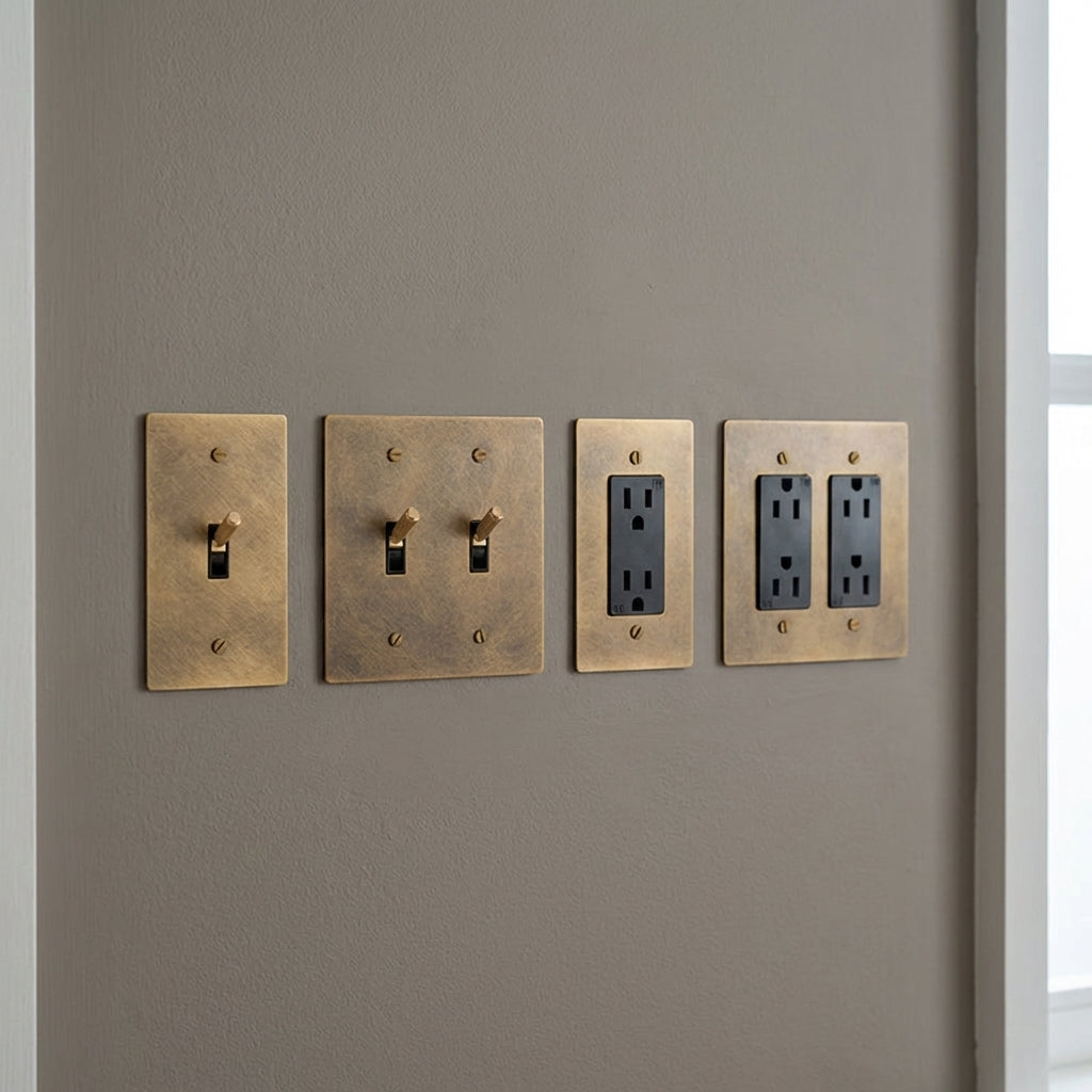 Vintage Brass Toggle Light Switches & Power Outlets – Complete Functional Set - Modefinity