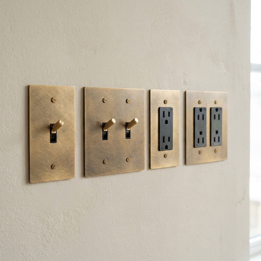 Light Switch Complete Vintage Brass Toggle Light Switches & Power Outlets – Complete Functio