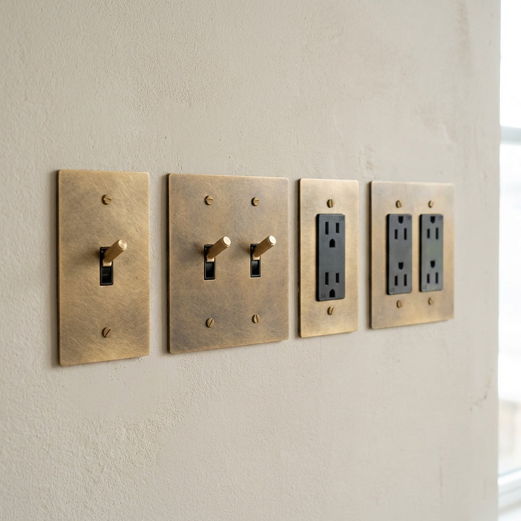 Vintage Brass Toggle Light Switches & Power Outlets – Complete Functional Set - Modefinity