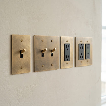 Vintage Brass Toggle Light Switches & Power Outlets – Complete Functional Set - Modefinity