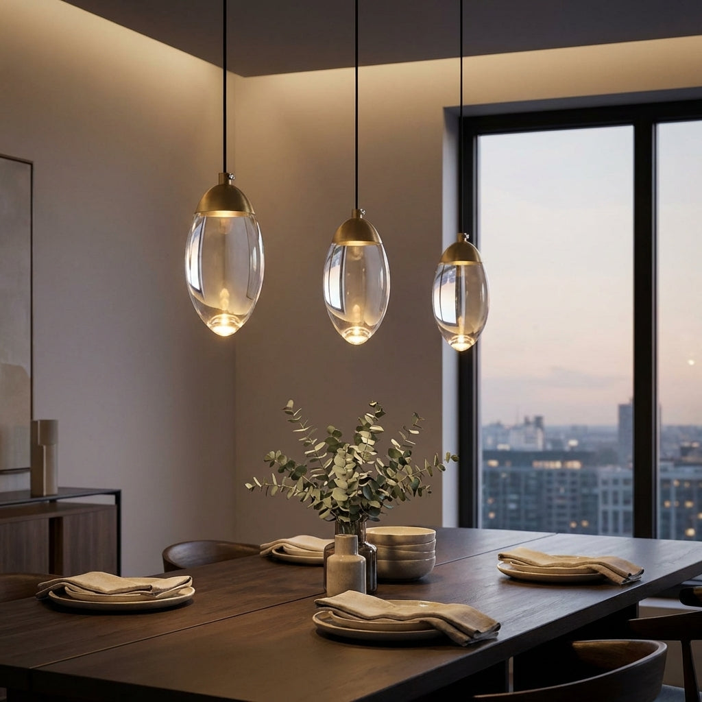 Egg-shape Brass Crystal Pendant Light - 102CL - Modefinity