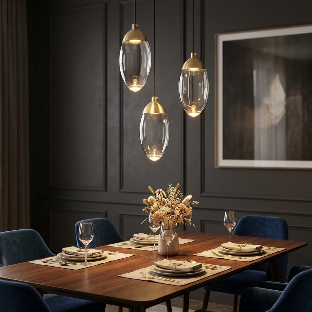Egg-shape Brass Crystal Pendant Light - 102CL - Modefinity
