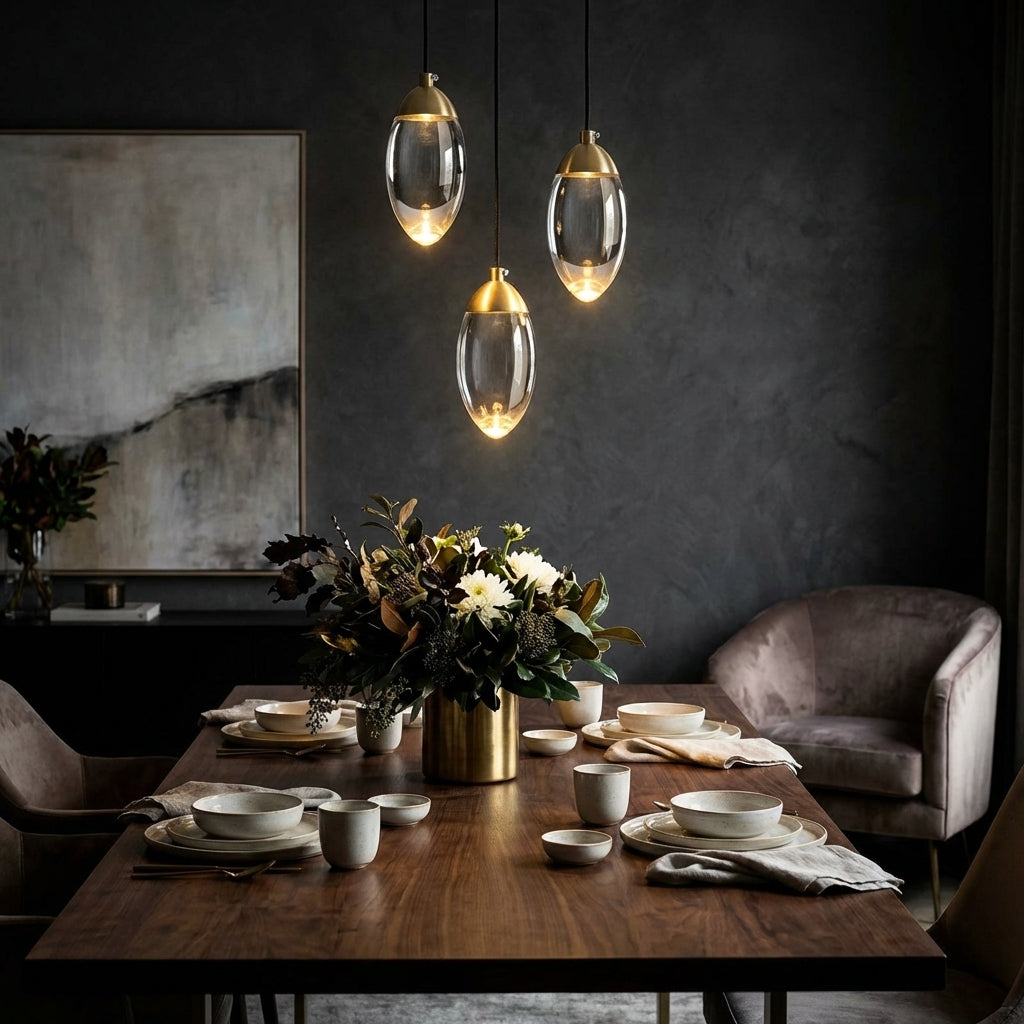 Egg-shape Brass Crystal Pendant Light - 102CL - Modefinity