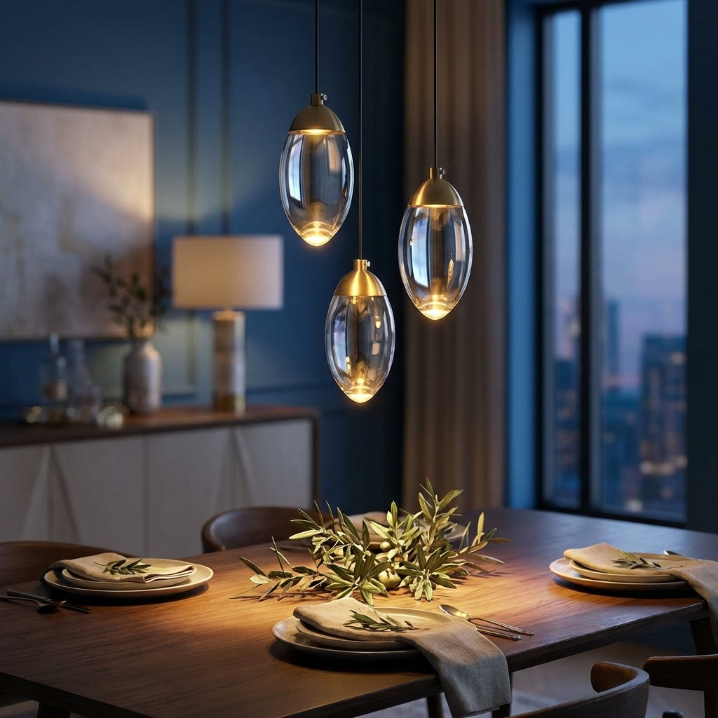 Egg-shape Brass Crystal Pendant Light - 102CL - Modefinity