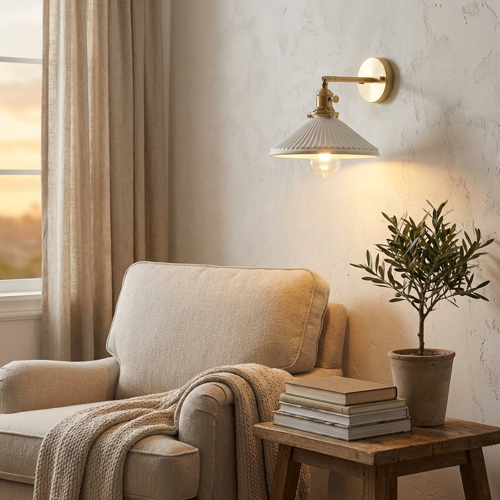 White Ceramic Wall Light - 207ST - Modefinity
