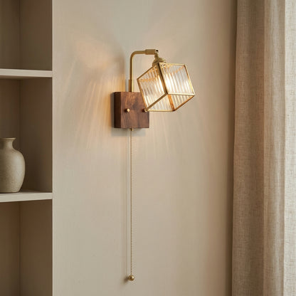 Lumière murale en verre avec plaque en bois - 102wl