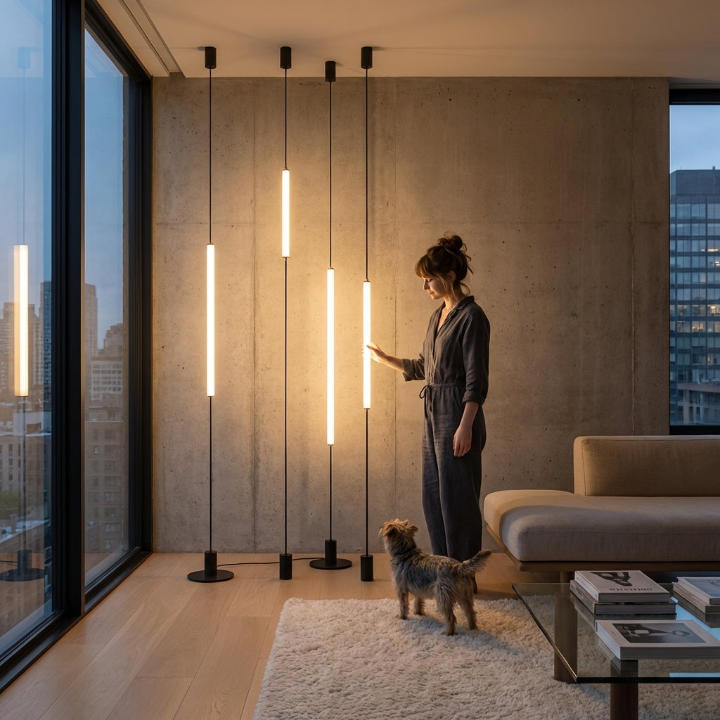Architectural Floor Lamp — Floor-to-Ceiling LED Tube Light - Modefinity