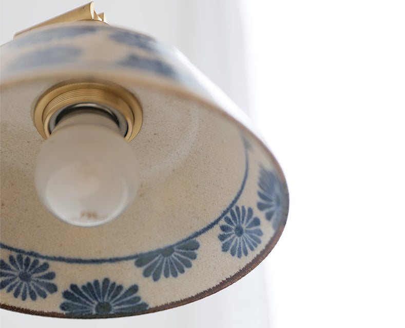 Handcrafted Blue Floral Ceramic Wall Sconce – Brass Adjustable Arm Light - Modefinity