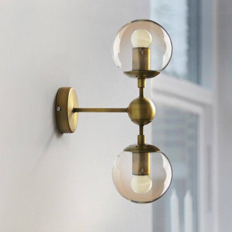 Gold Double Glass Wall Light - 205GWL - Modefinity