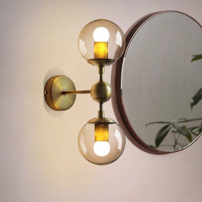 Gold Double Glass Wall Light - 205GWL - Modefinity