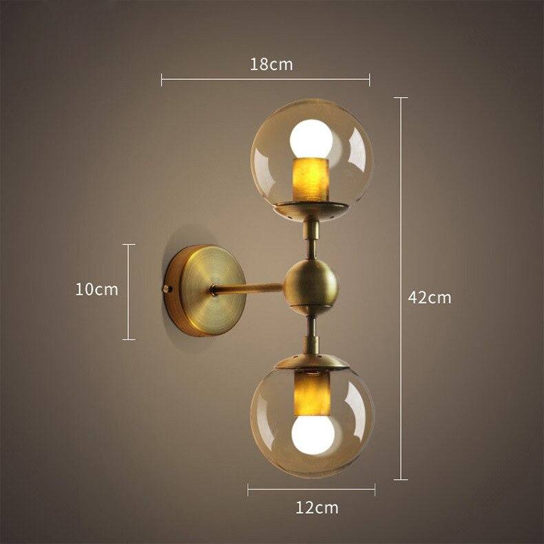 Gold Double Glass Wall Light - 205GWL - Modefinity