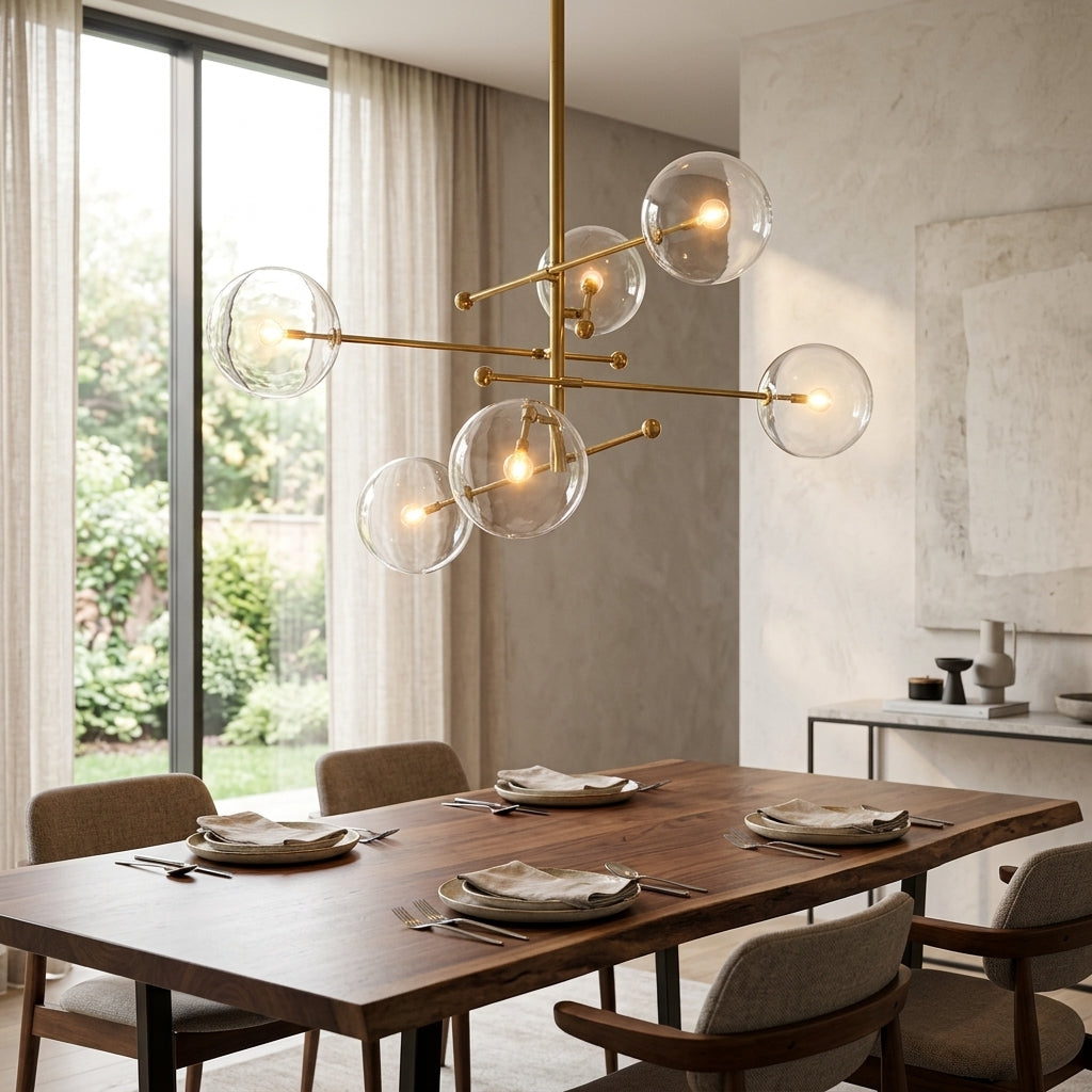 Contemporary Chandelier With Clear Globe Bubbles - 1GCH1 - Modefinity