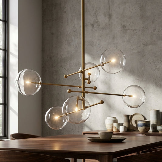 Contemporary Chandelier With Clear Globe Bubbles - 1GCH1 - Modefinity