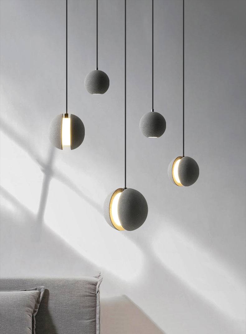 Gray Globe Cement Pendant Light - 110CM - Modefinity