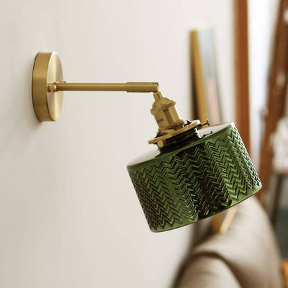 Green Glass Brass Wall Light - 232GBWL - Modefinity