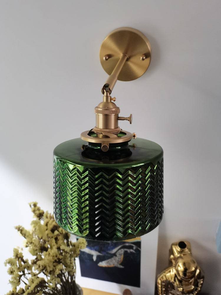 Green Glass Brass Wall Light - 232GBWL - Modefinity