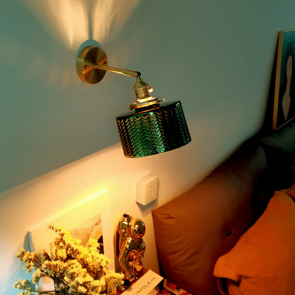 Green Glass Brass Wall Light - 232GBWL - Modefinity