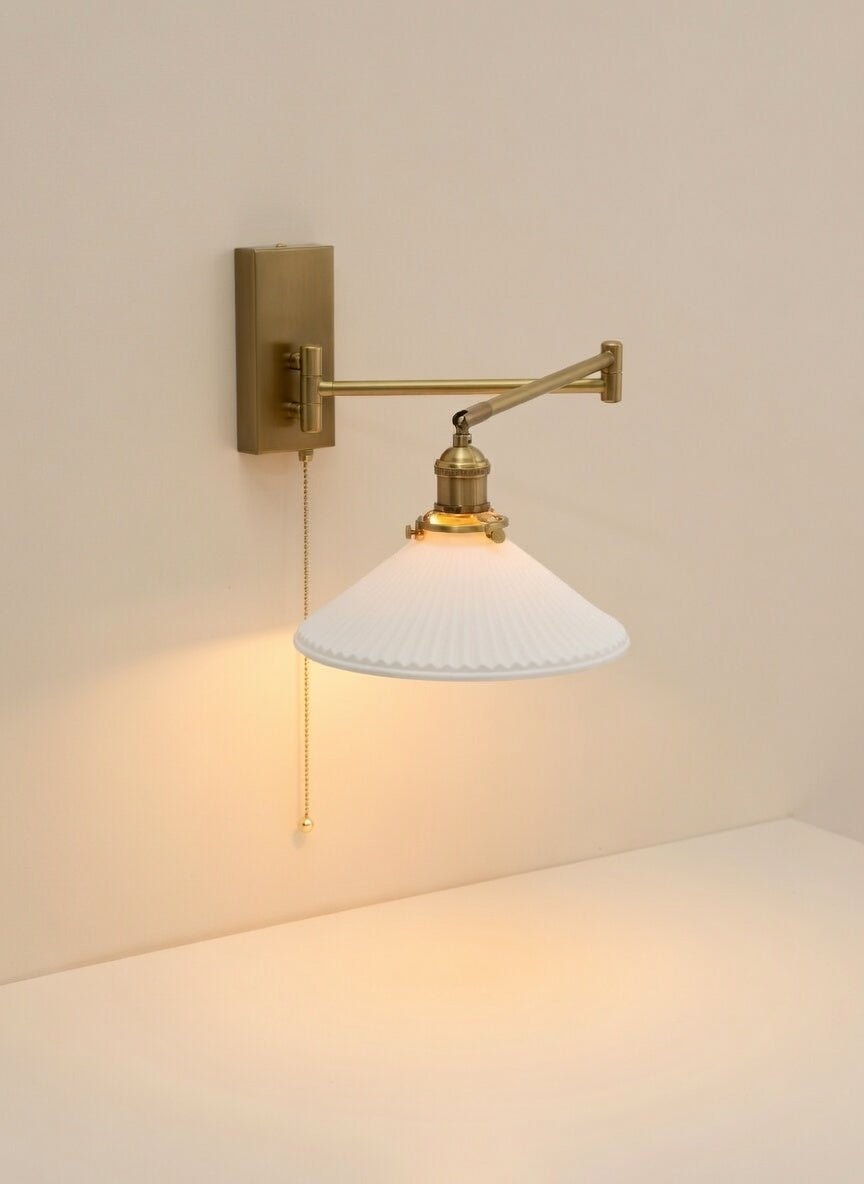 Lyra Articulated Brass Sconce – Plug-In Edition with Twisted Fabric Cord - Modefinity