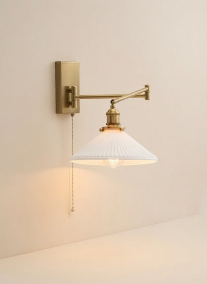 Lyra Articulated Brass Sconce – Plug-In Edition with Twisted Fabric Cord - Modefinity
