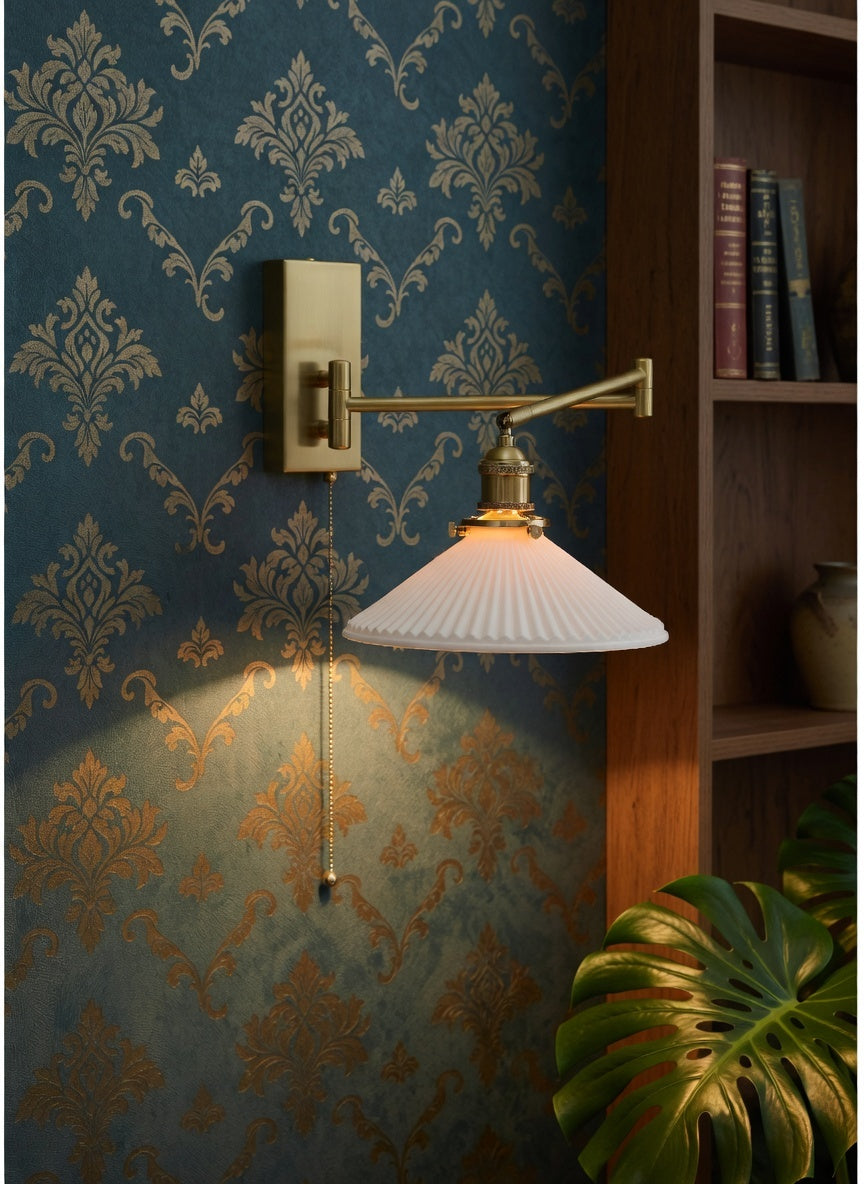 Lyra Articulated Brass Sconce – Plug-In Edition with Twisted Fabric Cord - Modefinity