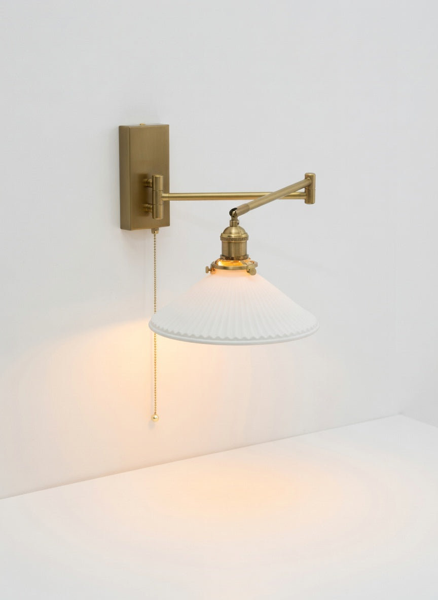 Lyra Articulated Brass Sconce – Plug-In Edition with Twisted Fabric Cord - Modefinity
