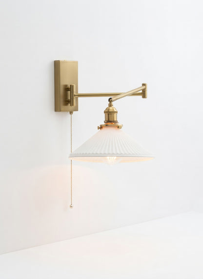 Lyra Articulated Brass Sconce – Plug-In Edition with Twisted Fabric Cord - Modefinity