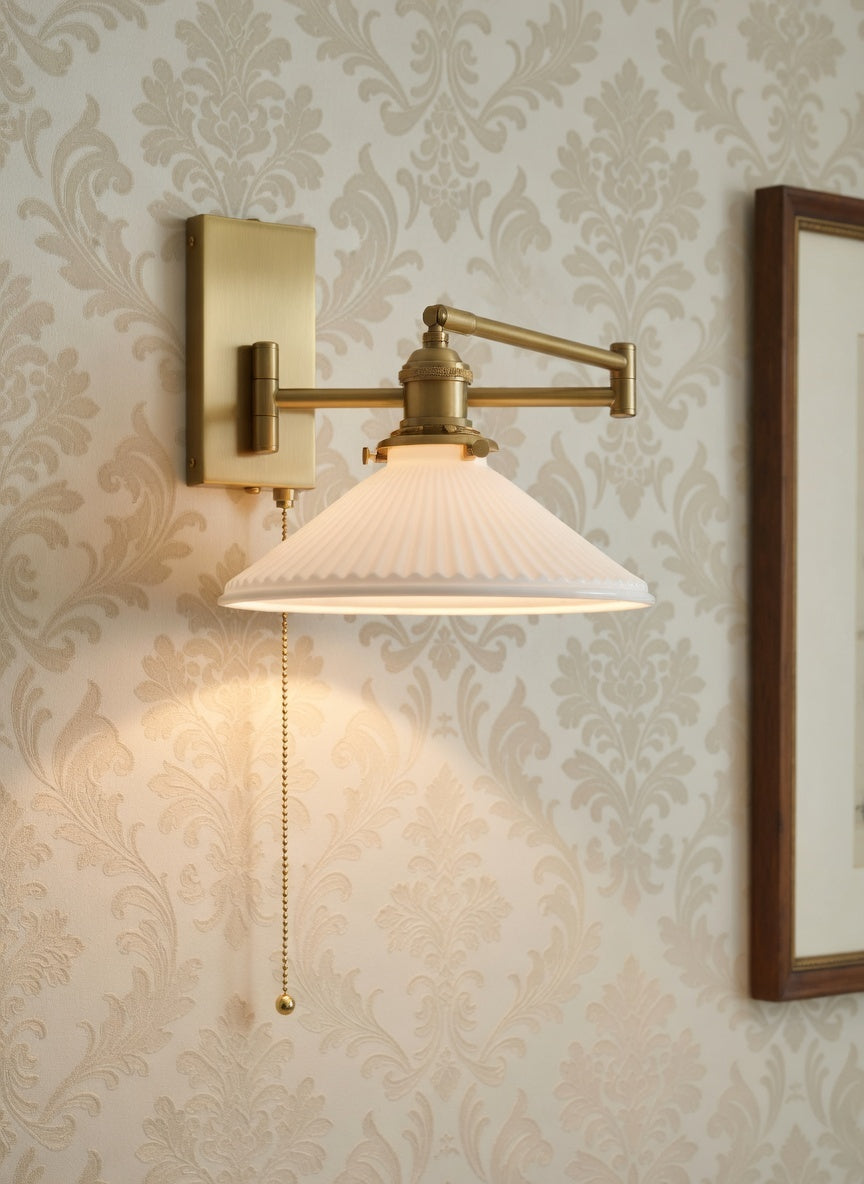 Lyra Articulated Brass Sconce – Plug-In Edition with Twisted Fabric Cord - Modefinity