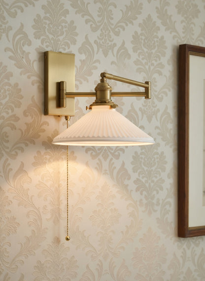 Lyra Articulated Brass Sconce – Plug-In Edition with Twisted Fabric Cord - Modefinity
