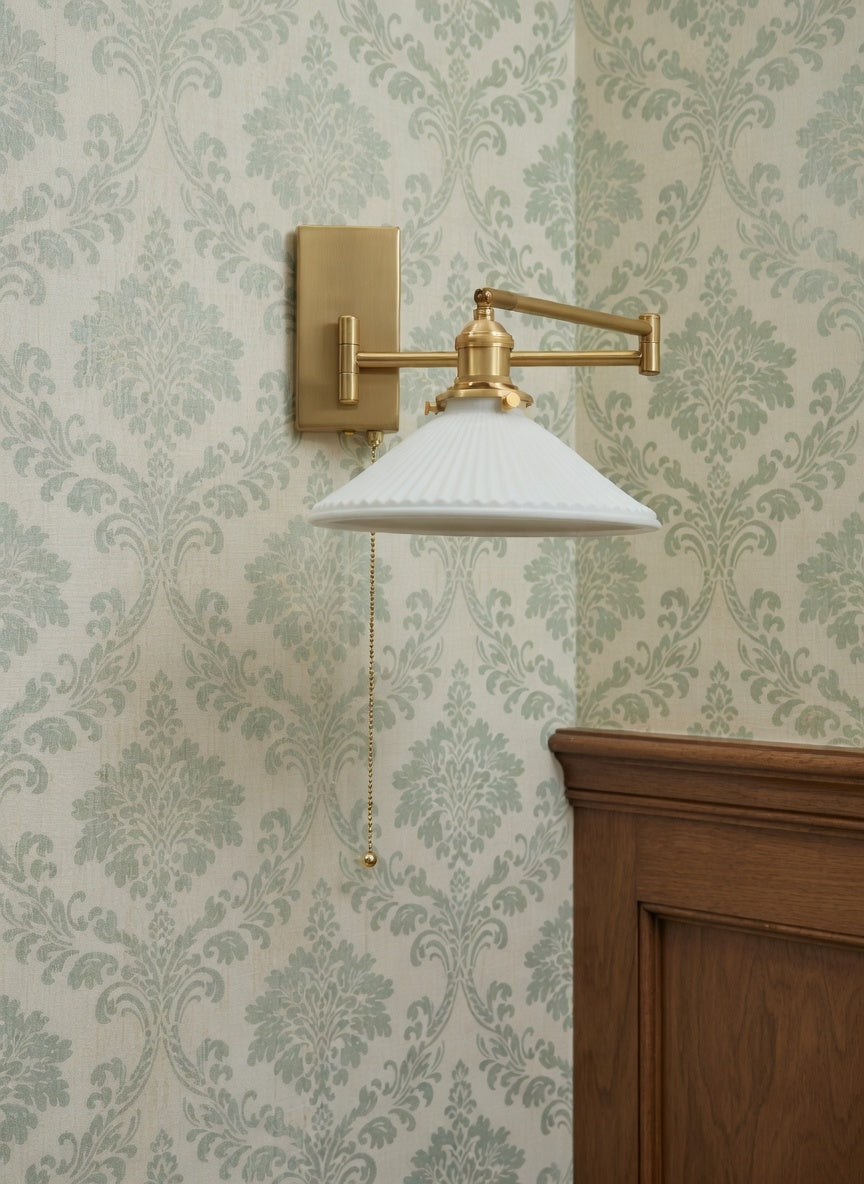 Lyra Articulated Brass Sconce – Plug-In Edition with Twisted Fabric Cord - Modefinity
