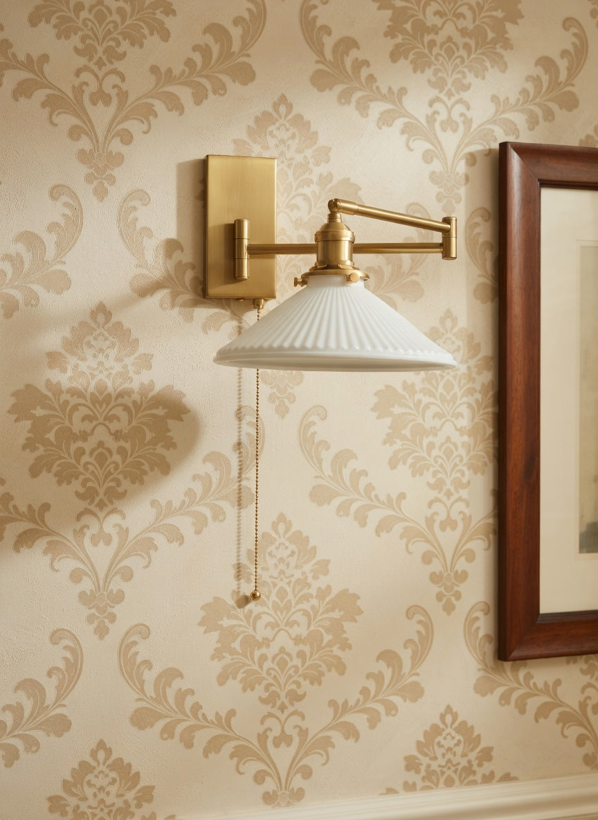 Lyra Articulated Brass Sconce – Plug-In Edition with Twisted Fabric Cord - Modefinity