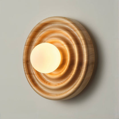 Aplique de pared circular de madera rústica