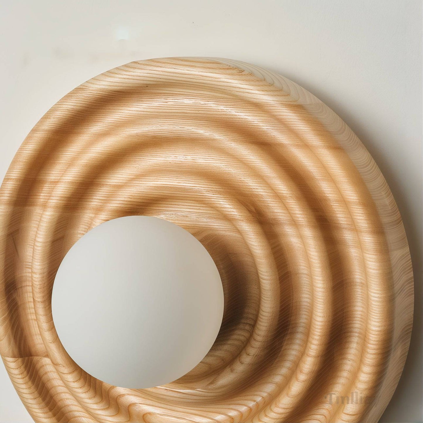 Aplique de pared circular de madera rústica