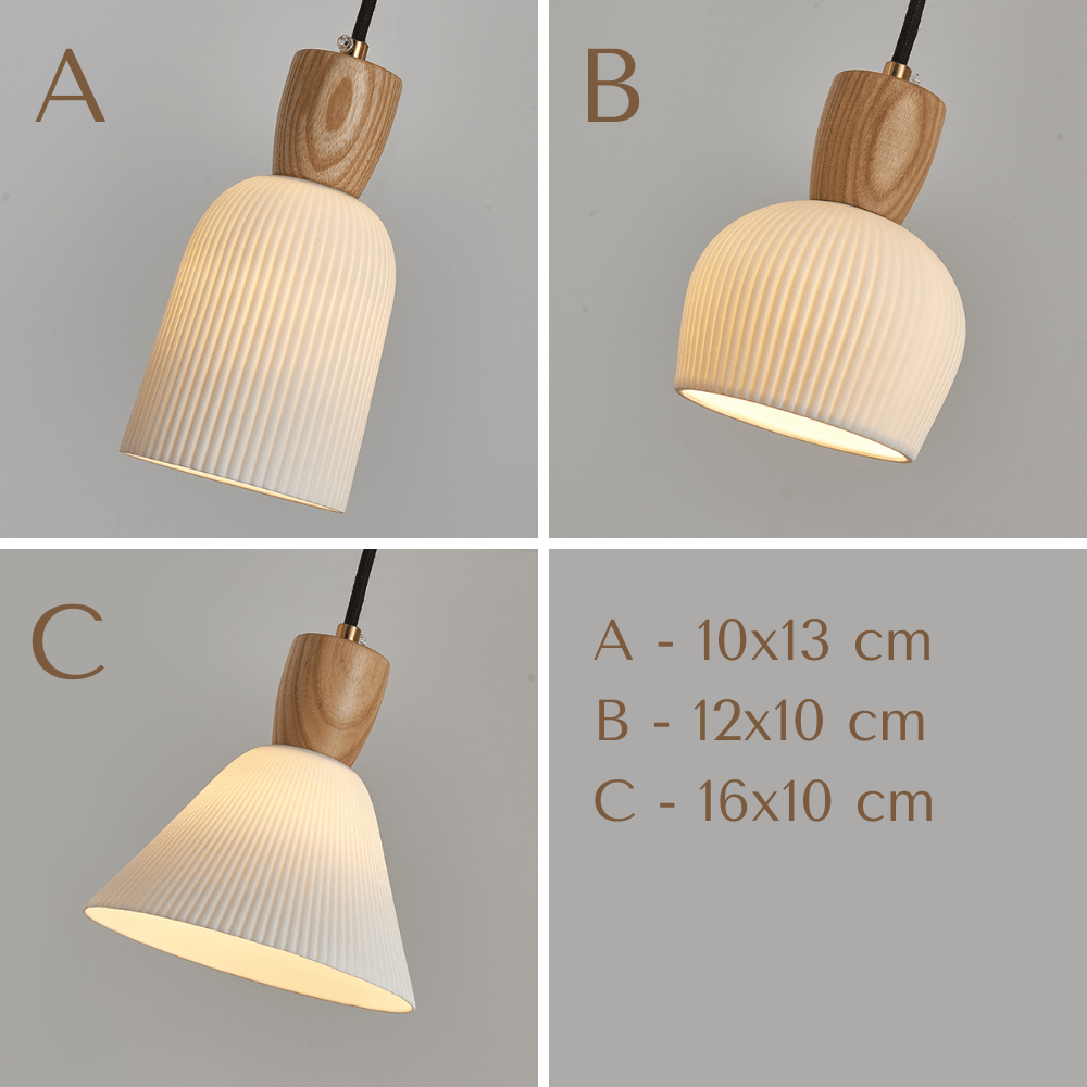 Japandi Wood Style Ceramic Pendant Light - 209CPL - Modefinity