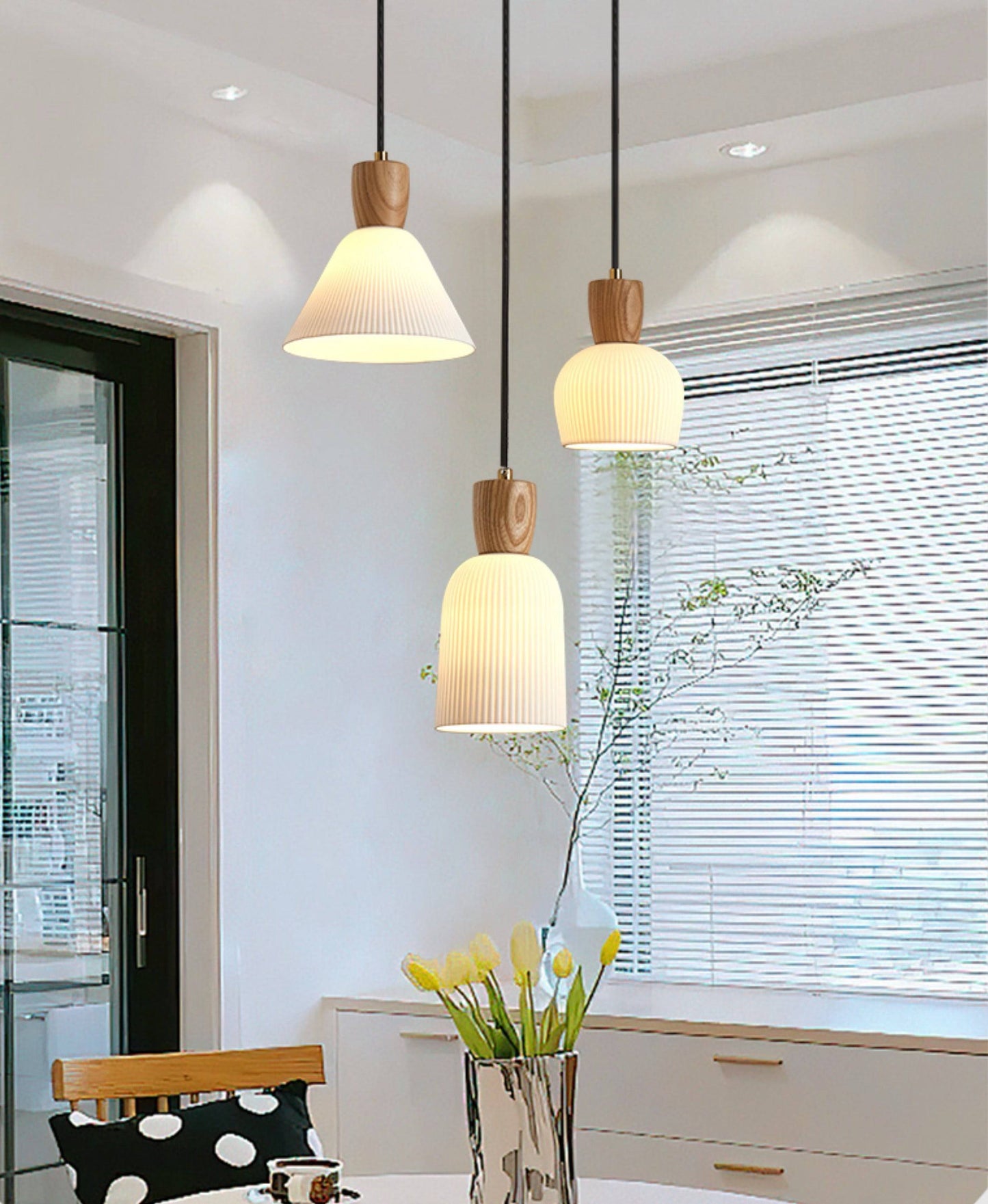 Japandi Wood Style Ceramic Pendant Light - 209CPL - Modefinity