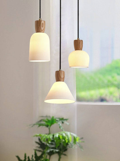 Japandi Wood Style Ceramic Pendant Light - 209CPL - Modefinity