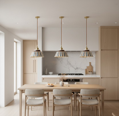 Farmhouse Ceramic Pendant Light with Brass Accents