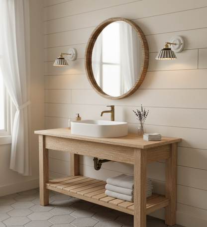 Komorebi Hand-Painted Ceramic Wall Sconce – Striped Japandi Artisanal Light