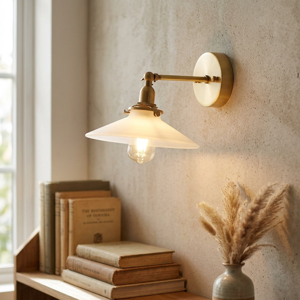 Brass Flat Glass Wall Light - 210GWL - Modefinity