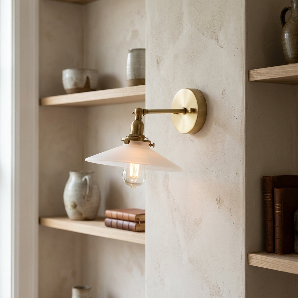 Brass Flat Glass Wall Light - 210GWL - Modefinity