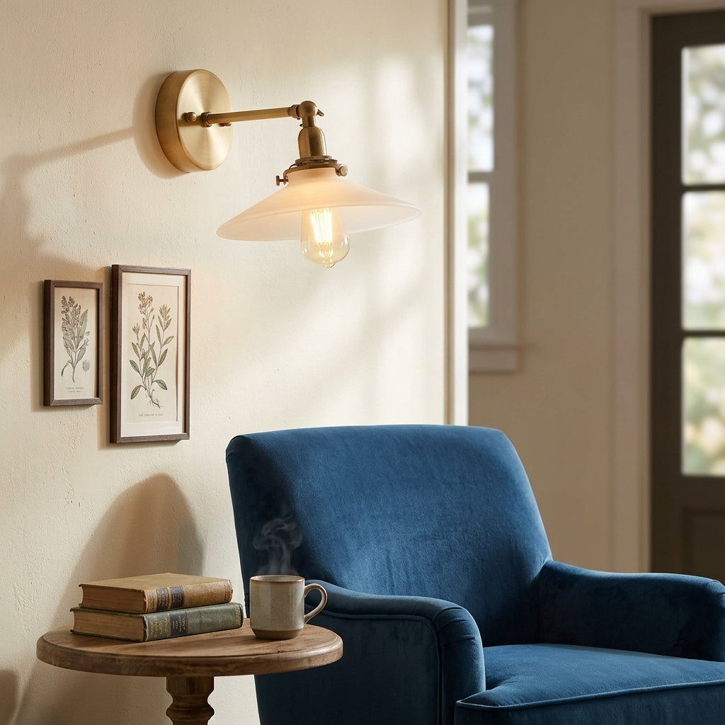 Brass Flat Glass Wall Light - 210GWL - Modefinity