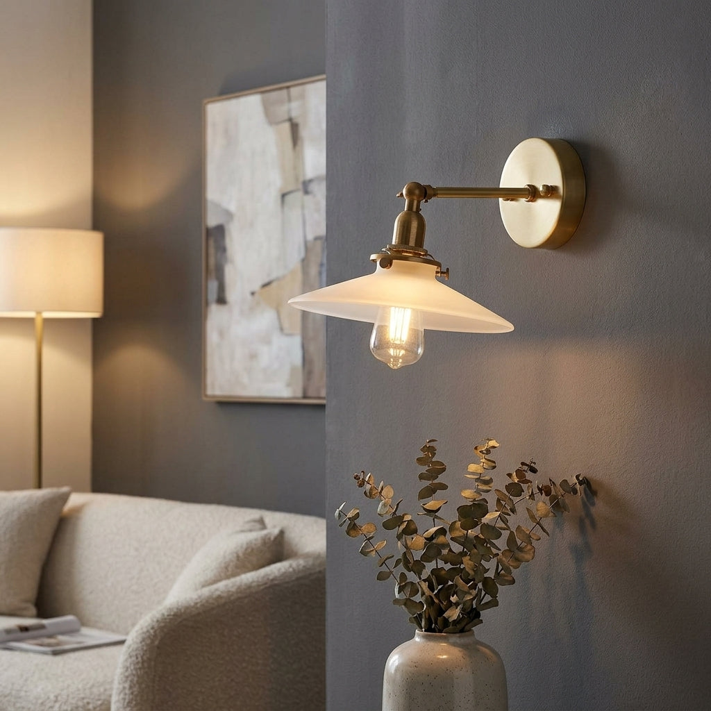 Brass Flat Glass Wall Light - 210GWL - Modefinity