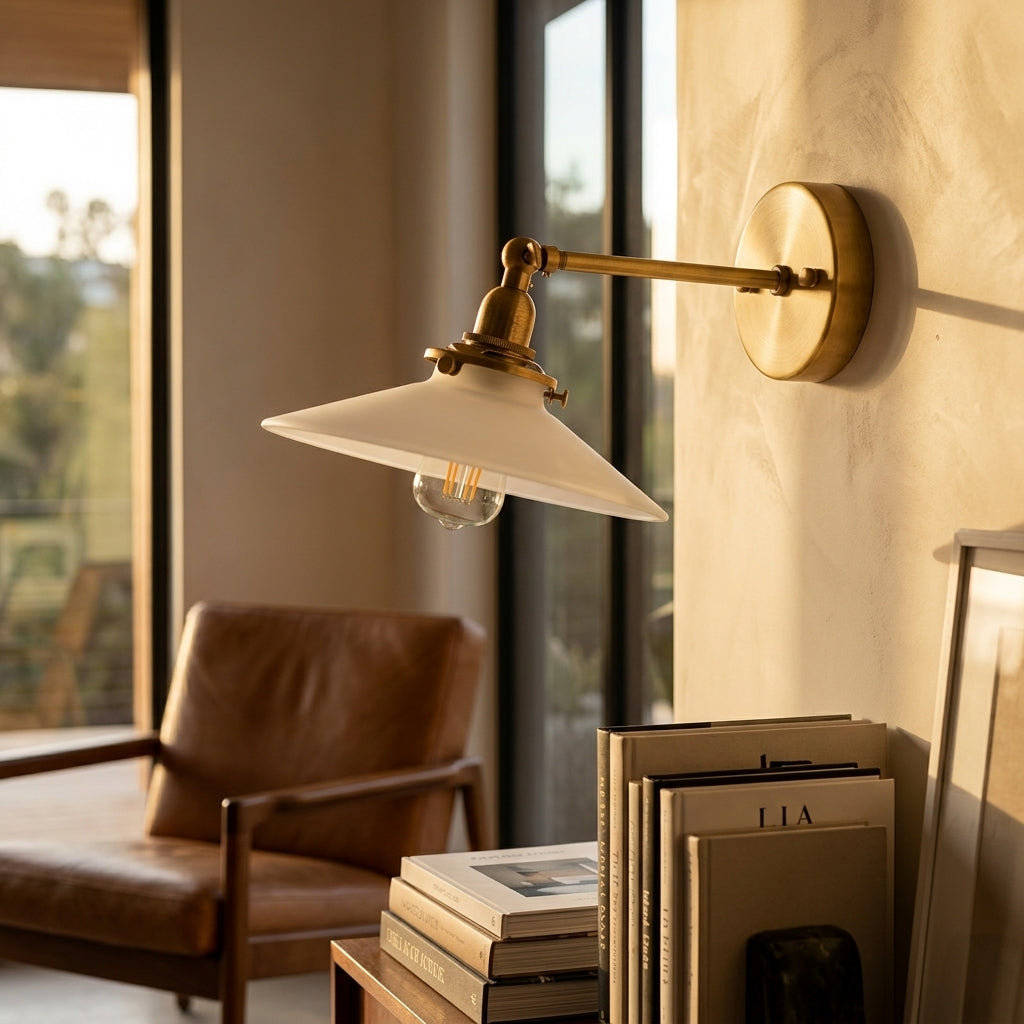 Brass Flat Glass Wall Light - 210GWL - Modefinity
