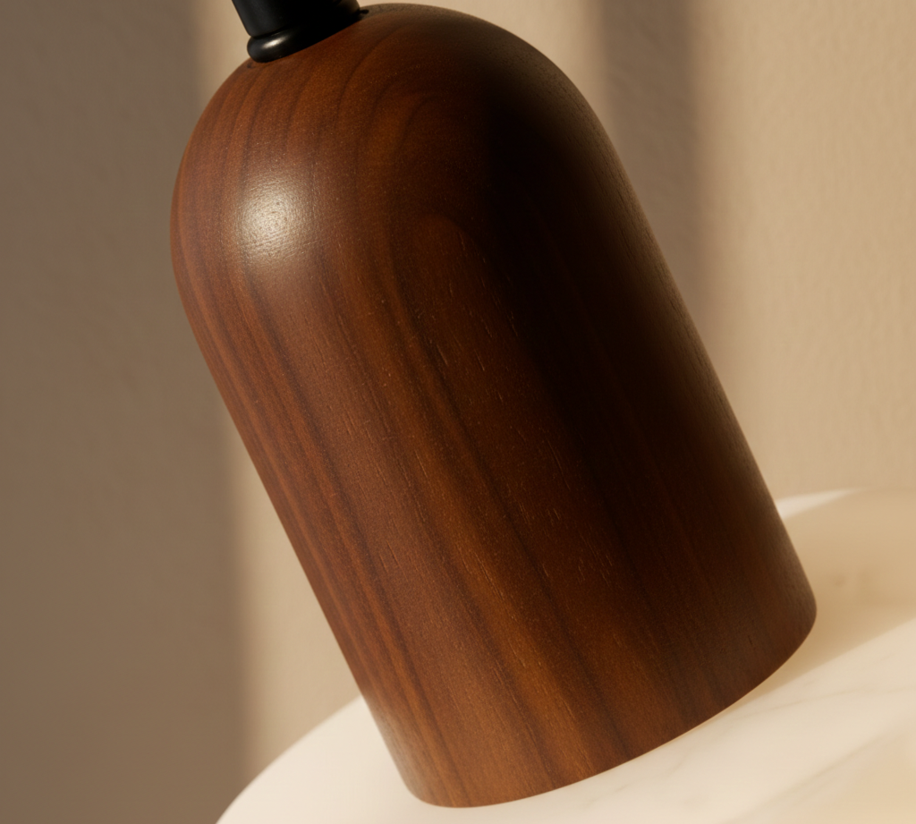 Marble Style Resin Pendant Light with Wooden Accent