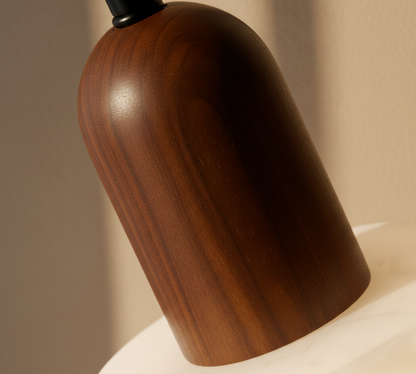 Marble Style Resin Pendant Light with Wooden Accent