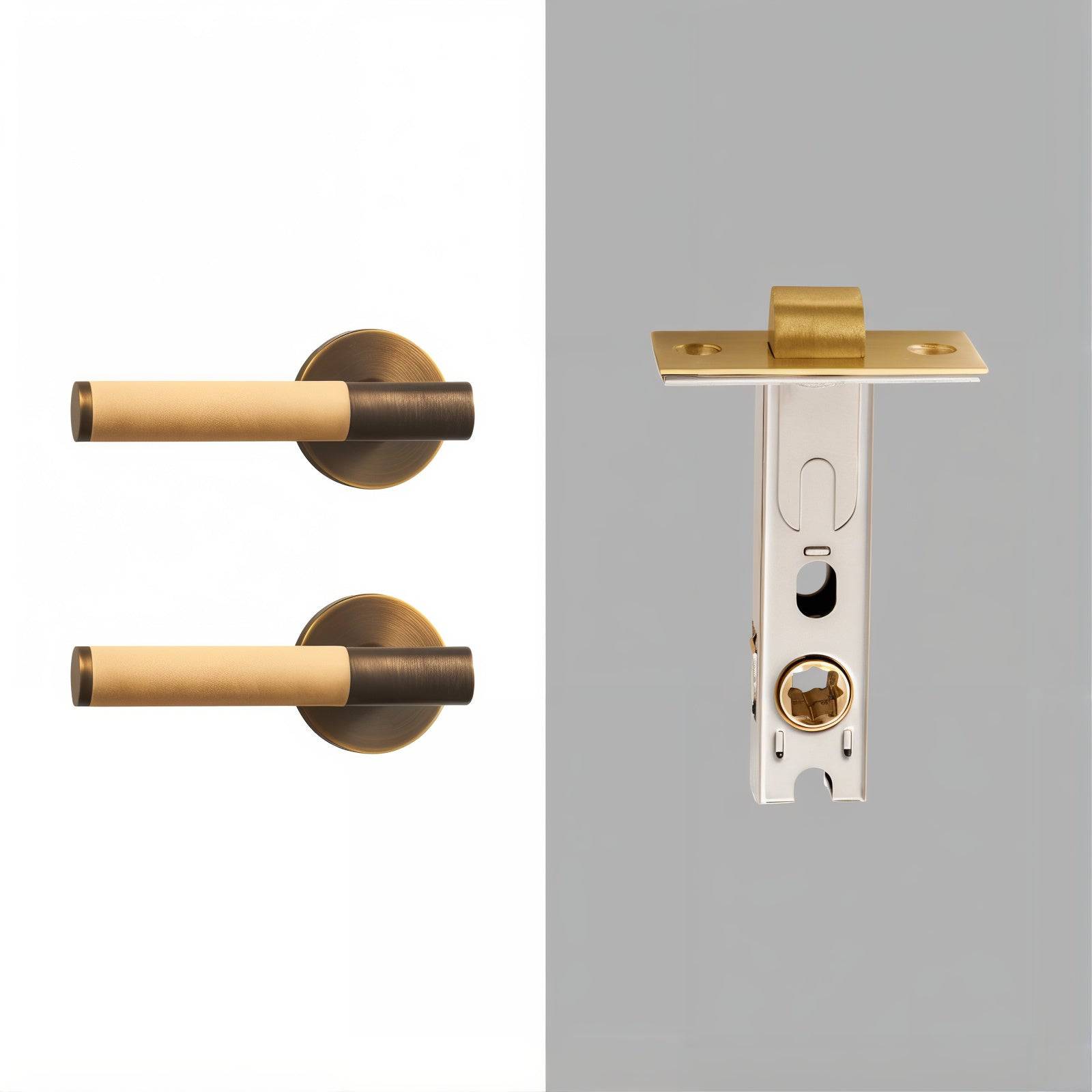 Modern Antique Brass Door Handle Set - Modefinity