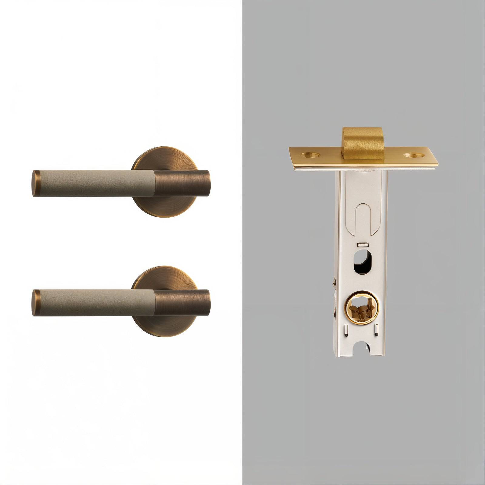 Modern Antique Brass Door Handle Set - Modefinity