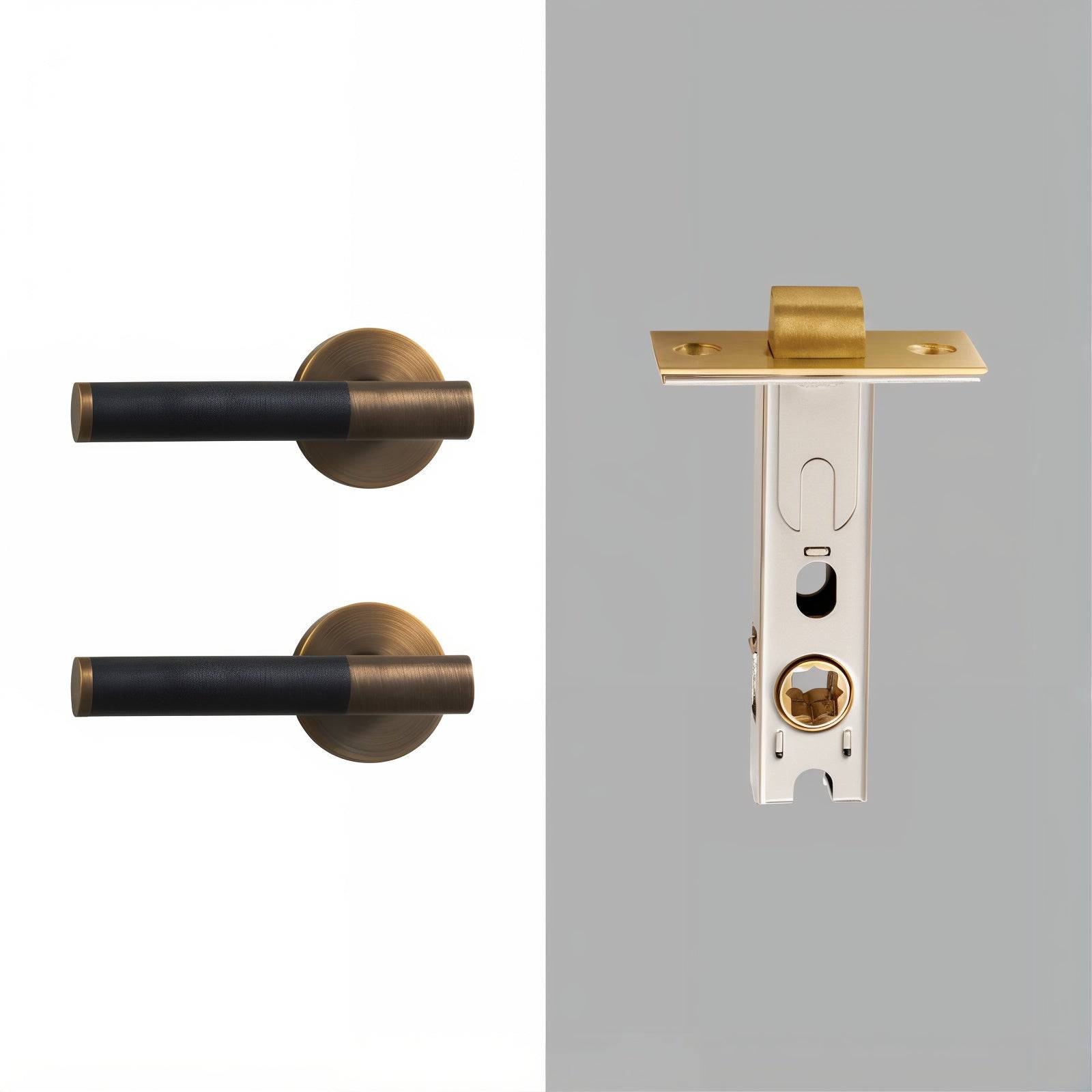 Modern Antique Brass Door Handle Set - Modefinity