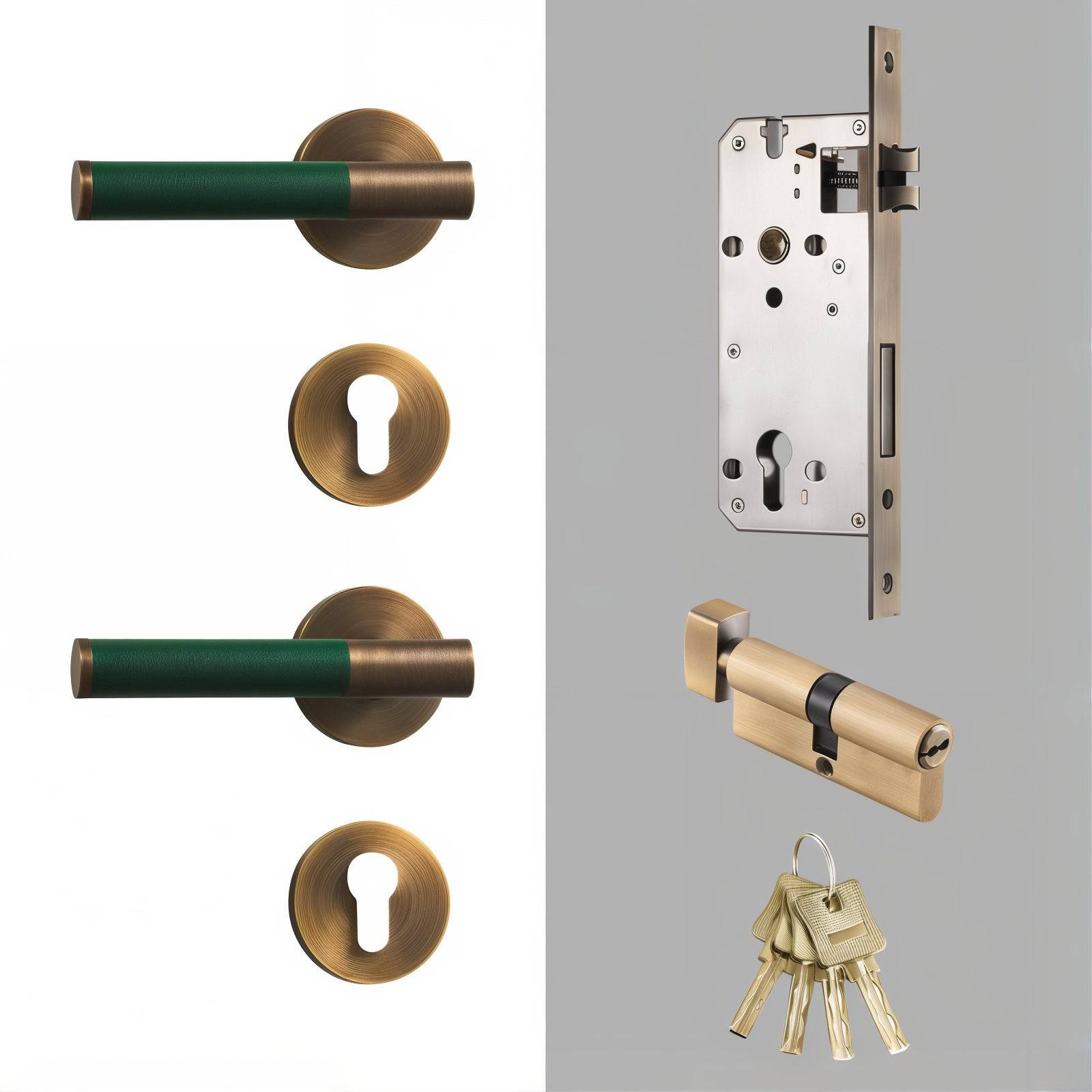 Modern Antique Brass Door Handle Set - Modefinity